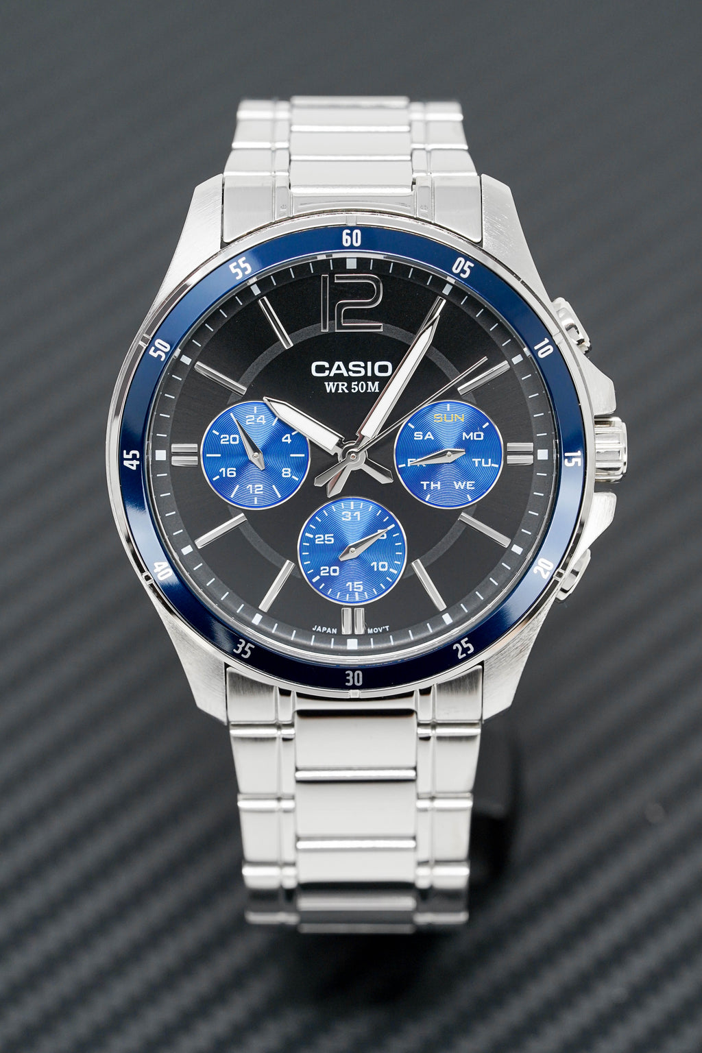 Casio Men's Watch Chronograph Stainless Steel Blue