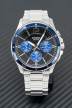 Casio Men's Watch Chronograph Stainless Steel Blue