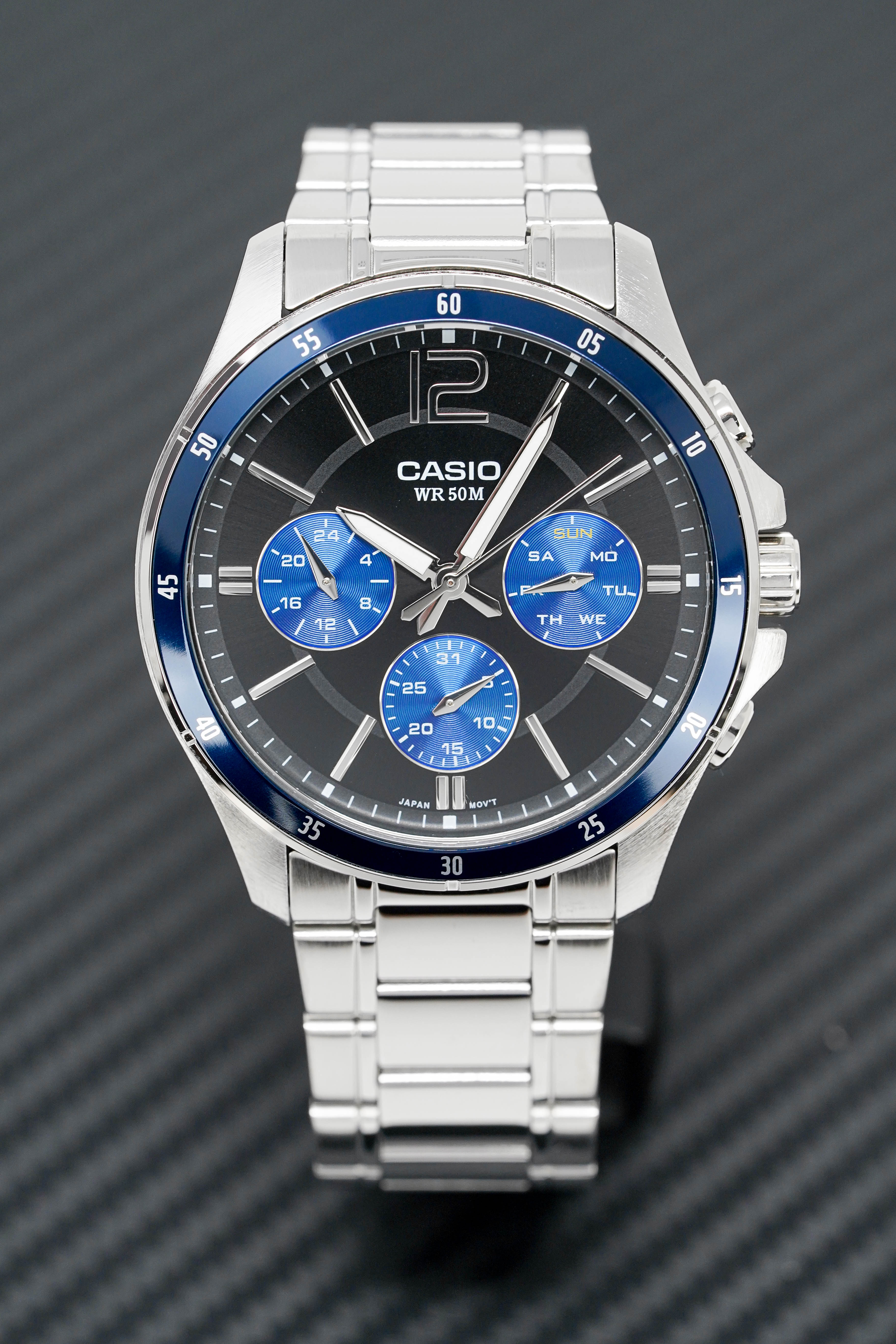 Casio Men's Watch Chronograph Stainless Steel Blue