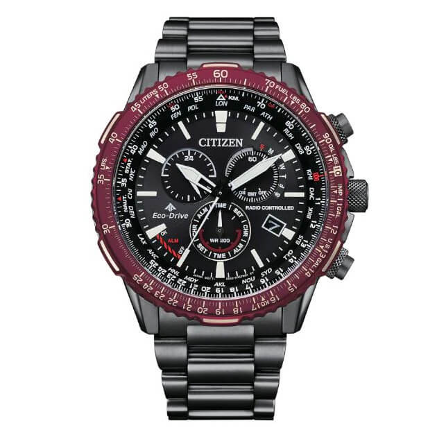 Citizen Men's Watch Eco-Drive Promaster Sky Radio Controlled Chrono Red