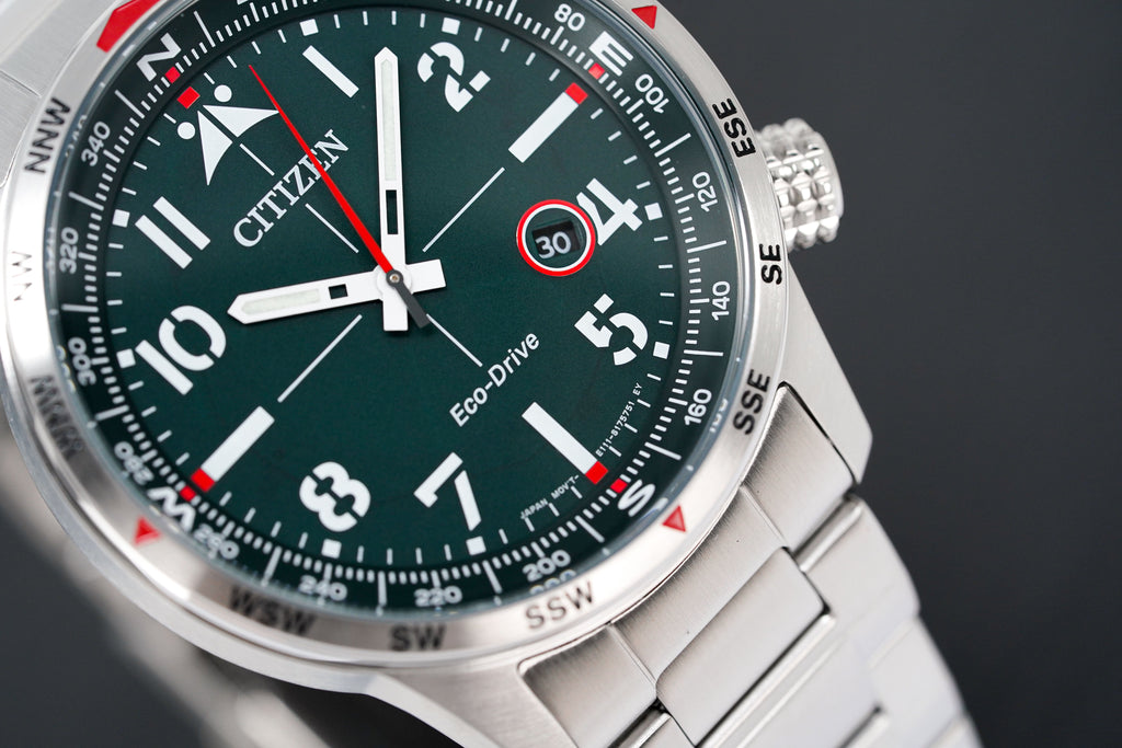 Citizen Men's Watch Eco-Drive Aviator Green