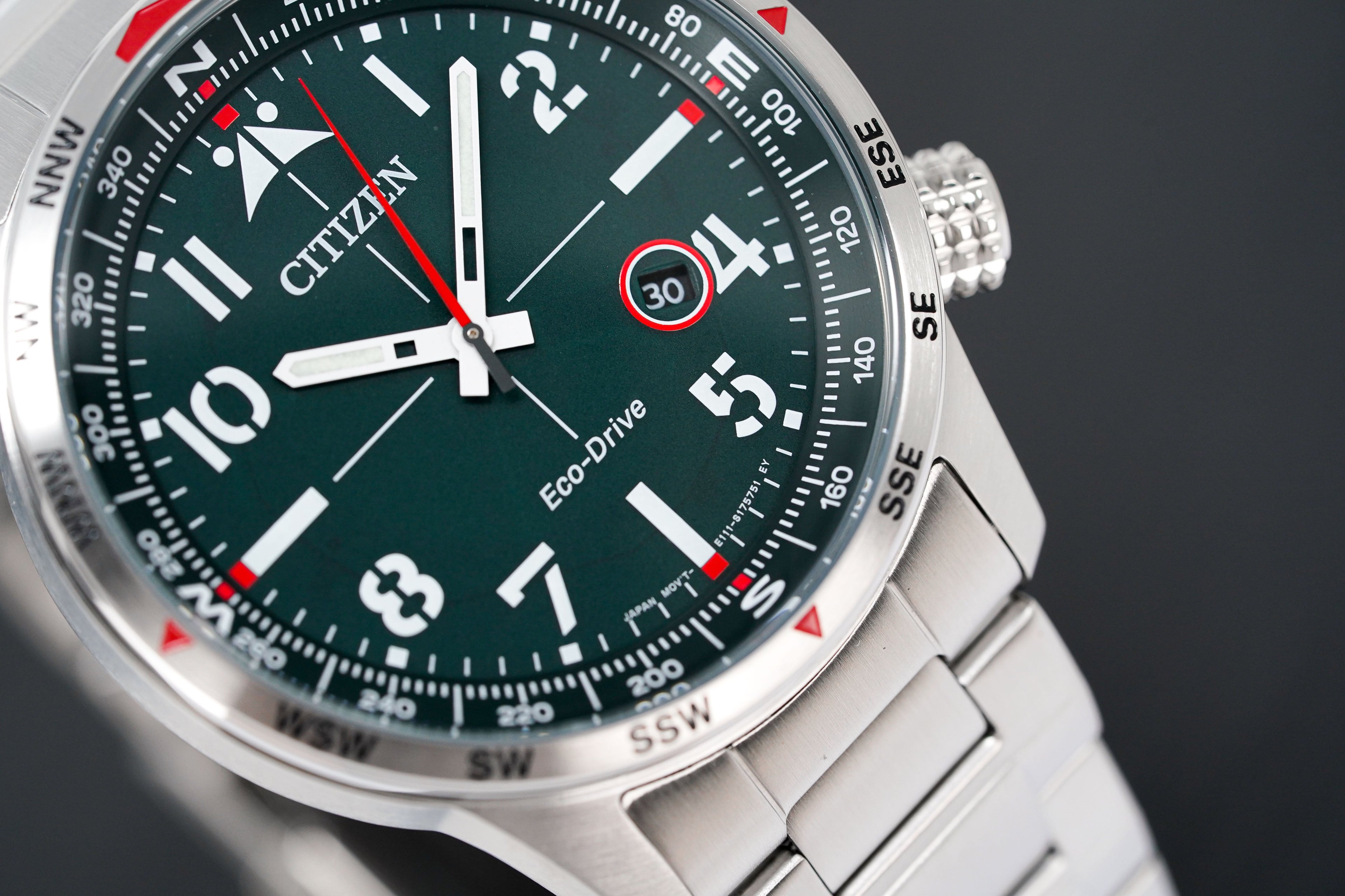 Citizen Men's Watch Eco-Drive Aviator Green