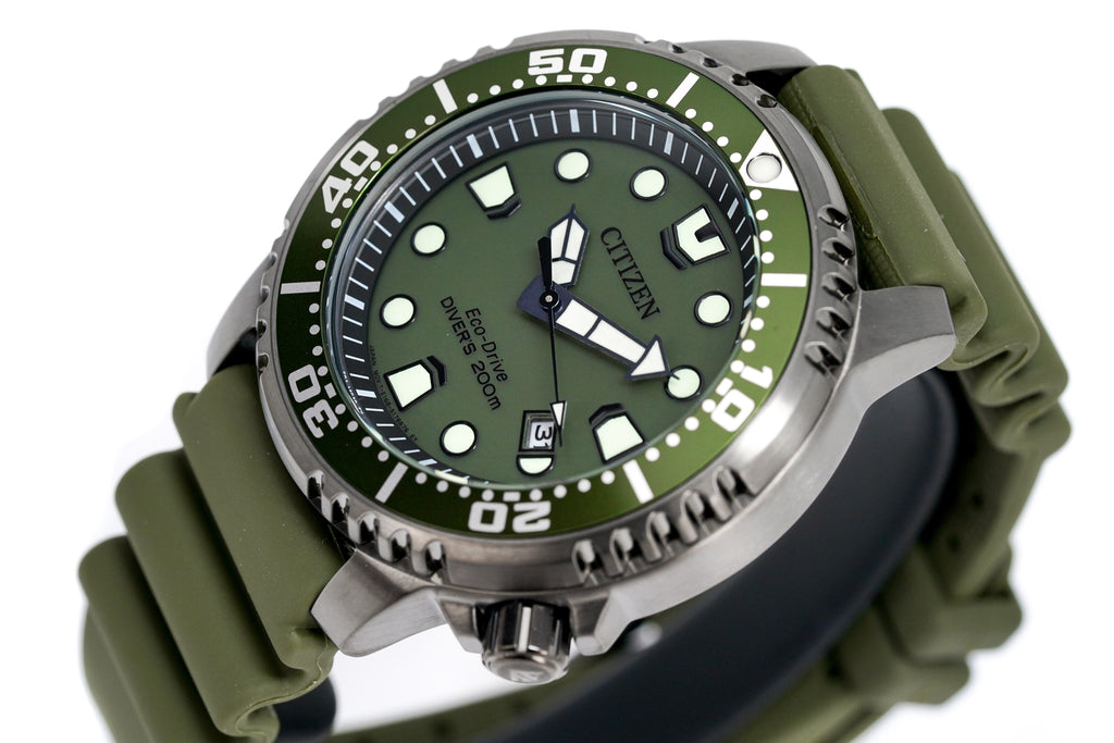 Citizen Men's Watch Eco-Drive Dive Olive Silicone Strap