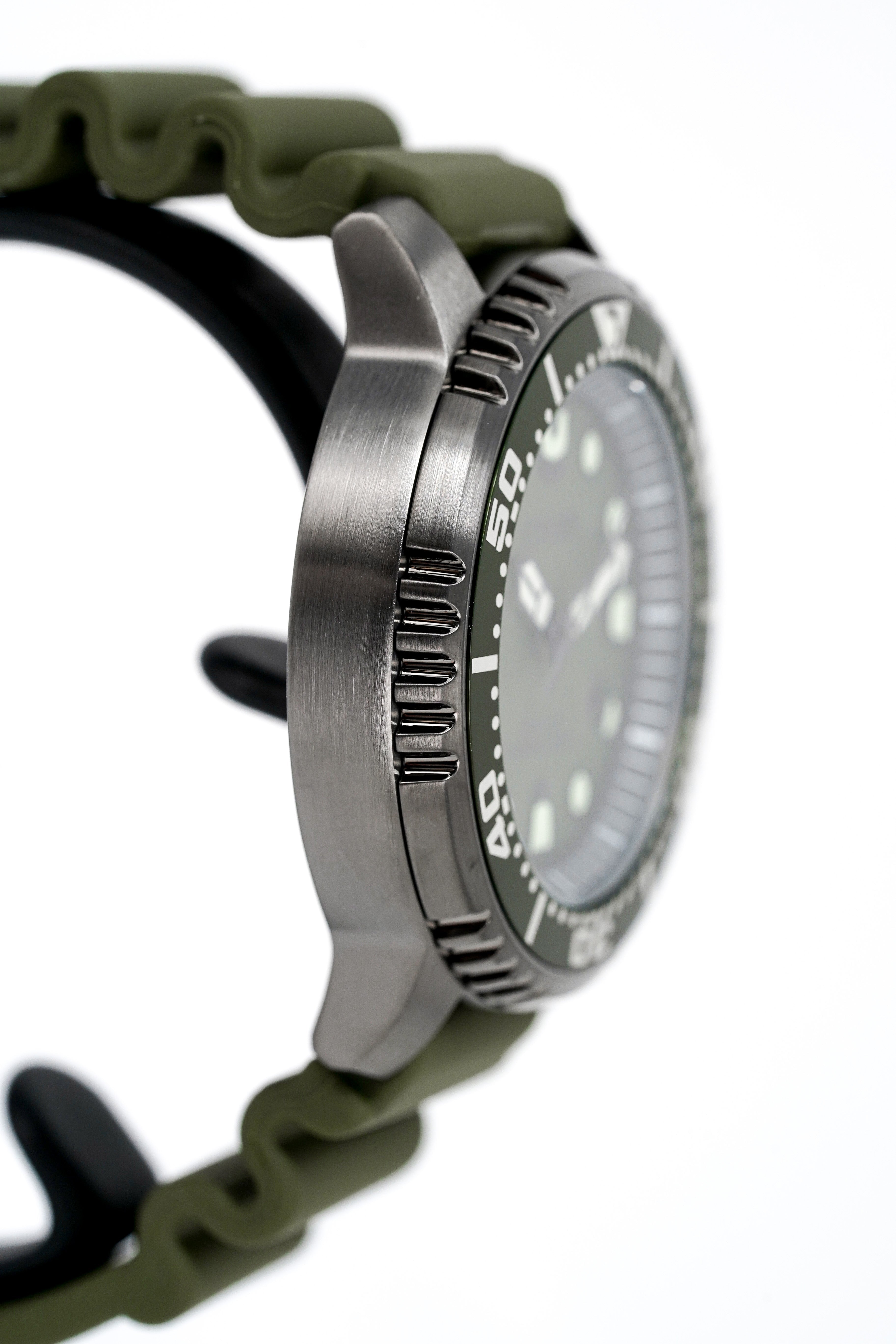 Citizen Men's Watch Eco-Drive Dive Olive Silicone Strap