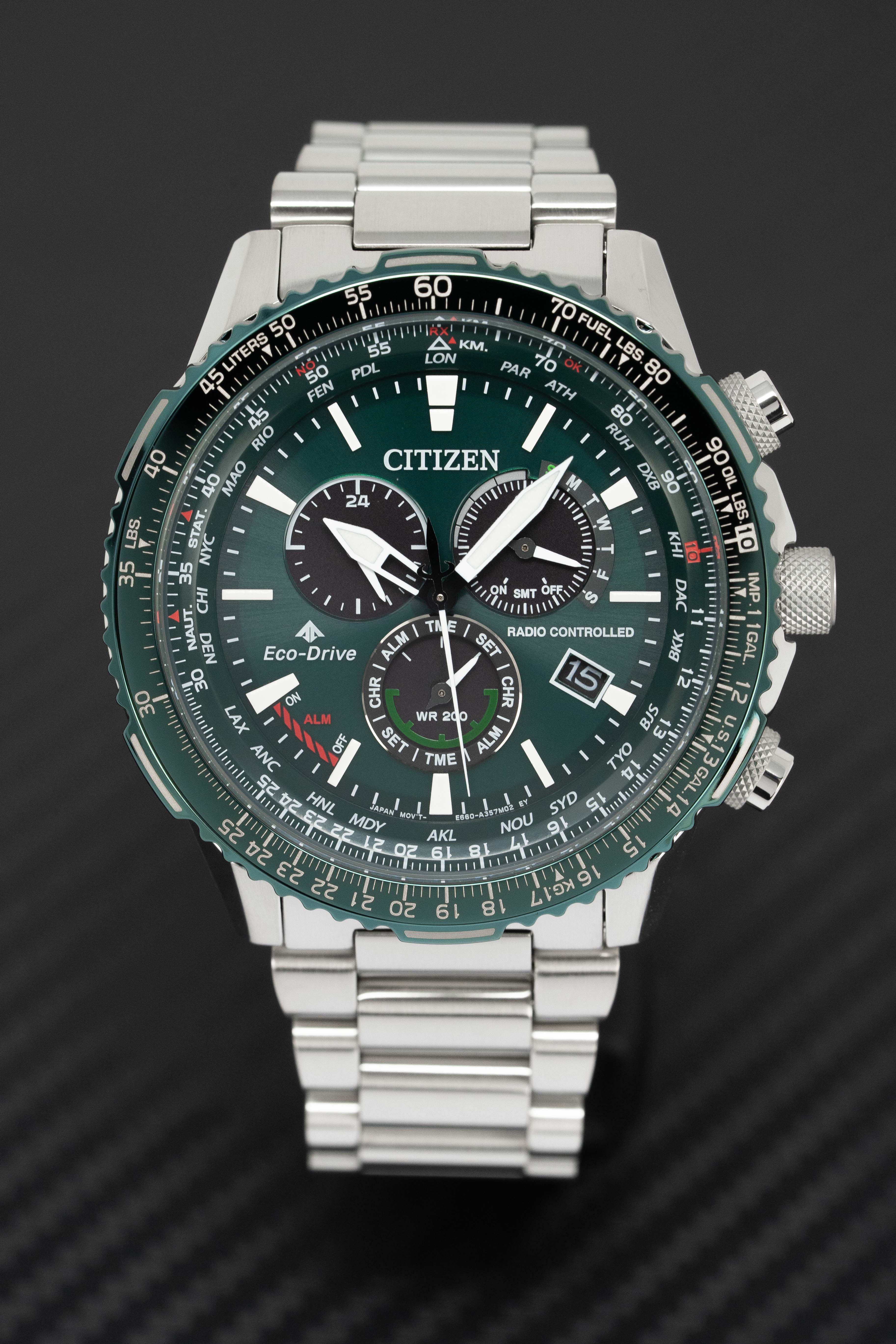 Citizen Men's Watch Eco-Drive Promaster Sky Radio Controlled Chrono Green