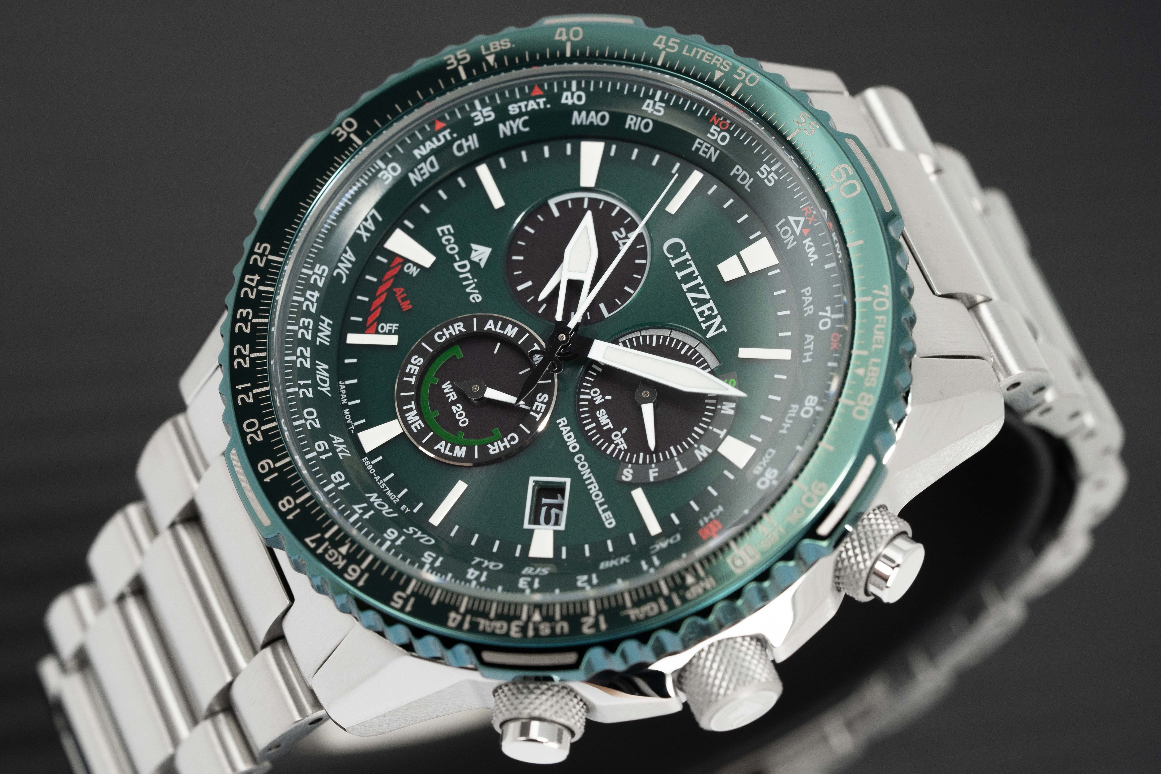 Citizen Men's Watch Eco-Drive Promaster Sky Radio Controlled Chrono Green