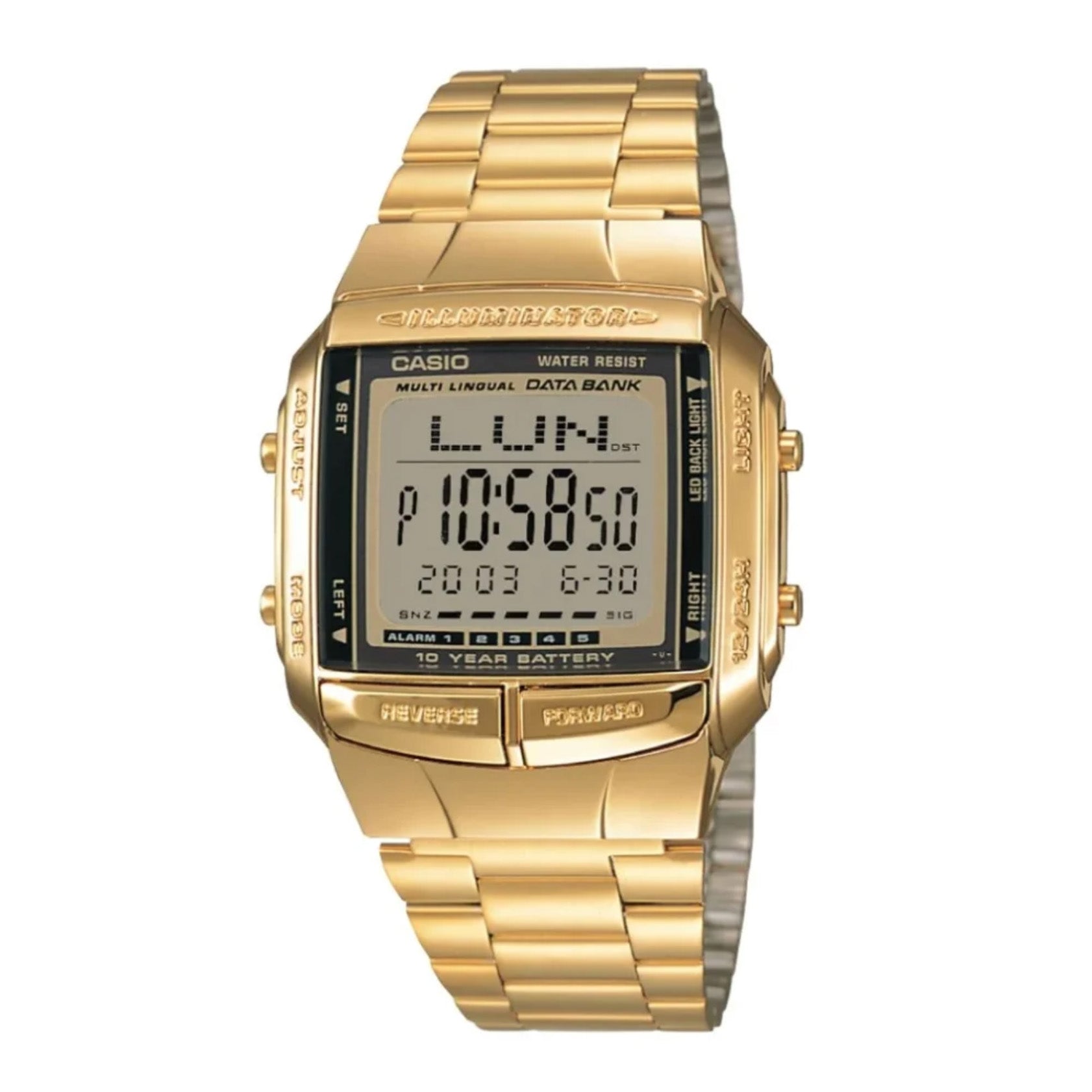 Casio Vintage Databank Men's Gold Digital Watch