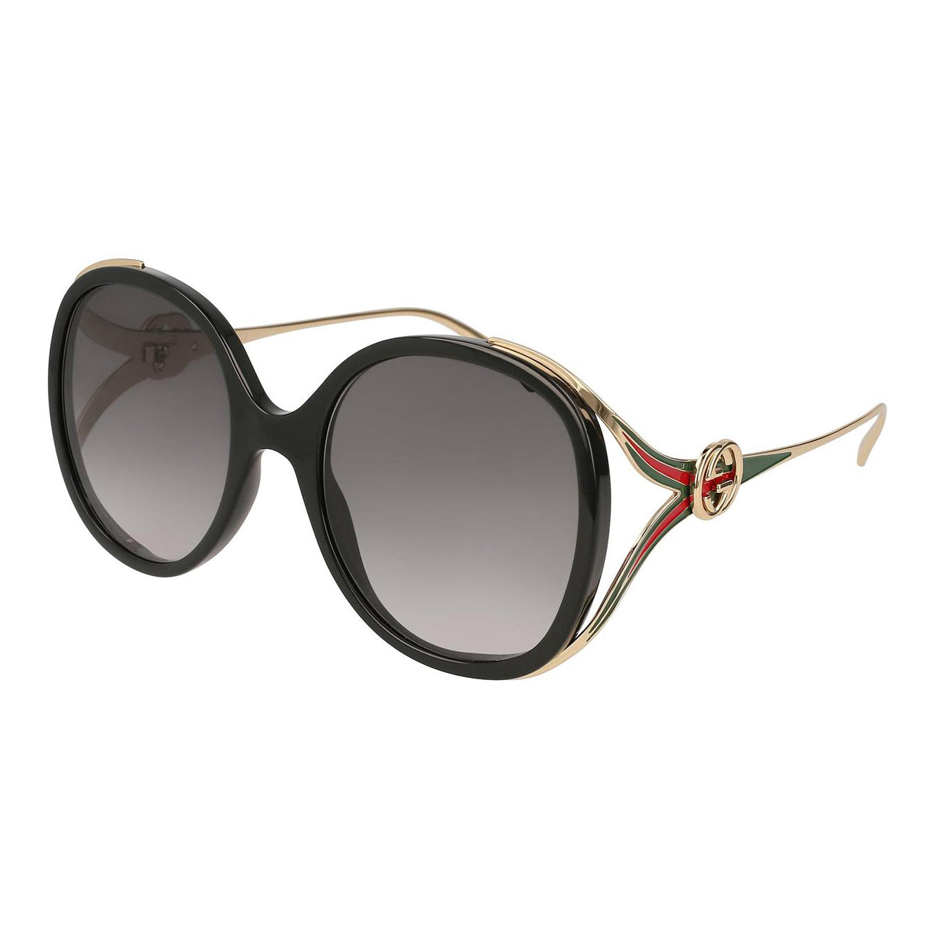 Gucci Women's Sunglasses Oversized Round Black/Gold