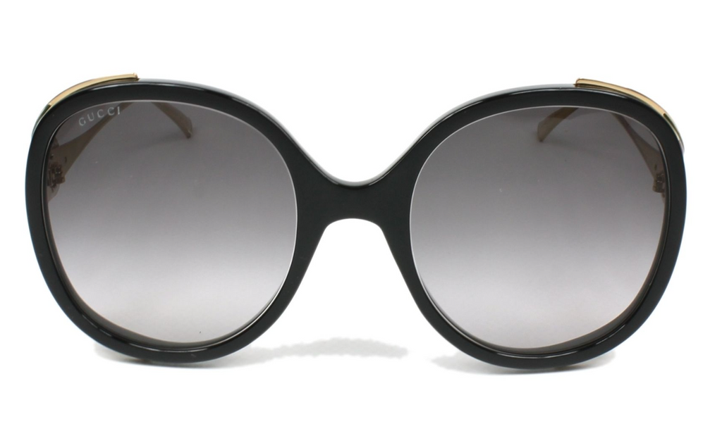 Gucci Women's Sunglasses Oversized Round Black/Gold
