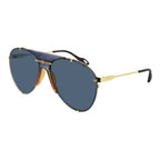Gucci Unisex Sunglasses Oversized Pilot Blue Gold