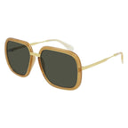Gucci Unisex Sunglasses Oversized Pilot Gold Brown