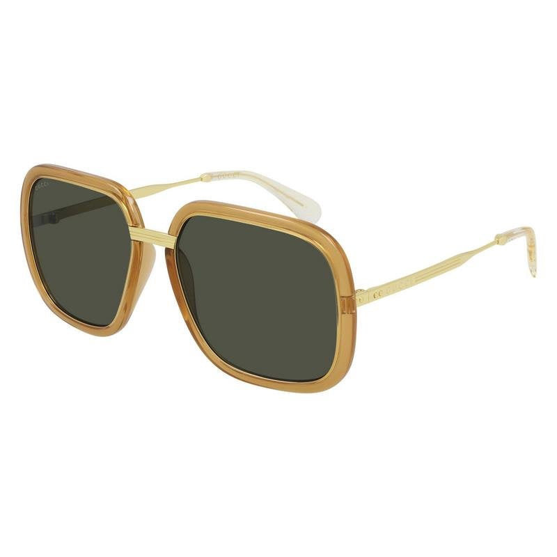 Gucci Unisex Sunglasses Oversized Pilot Gold Brown
