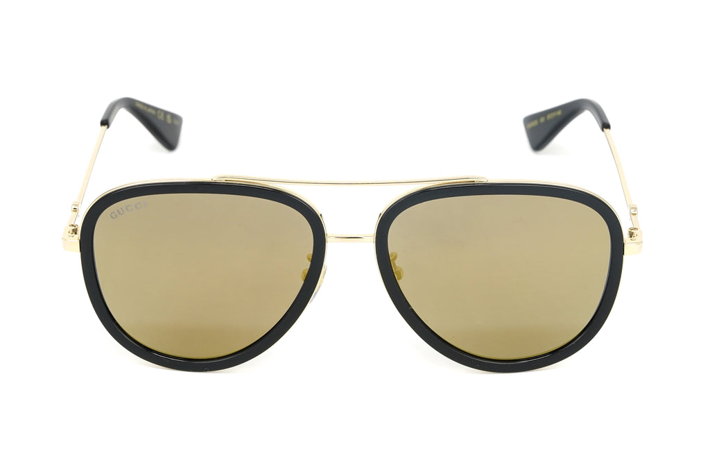 Gucci Women's Sunglasses Oversized Pilot Black/Gold