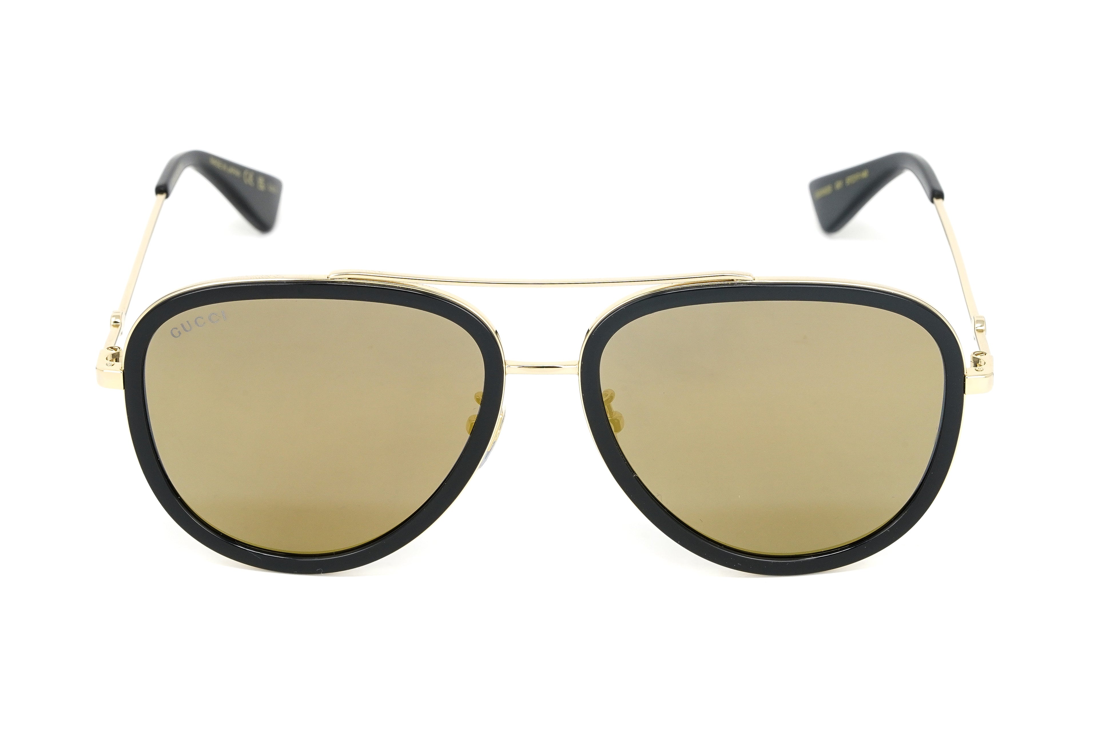 Gucci Women's Sunglasses Oversized Pilot Black/Gold