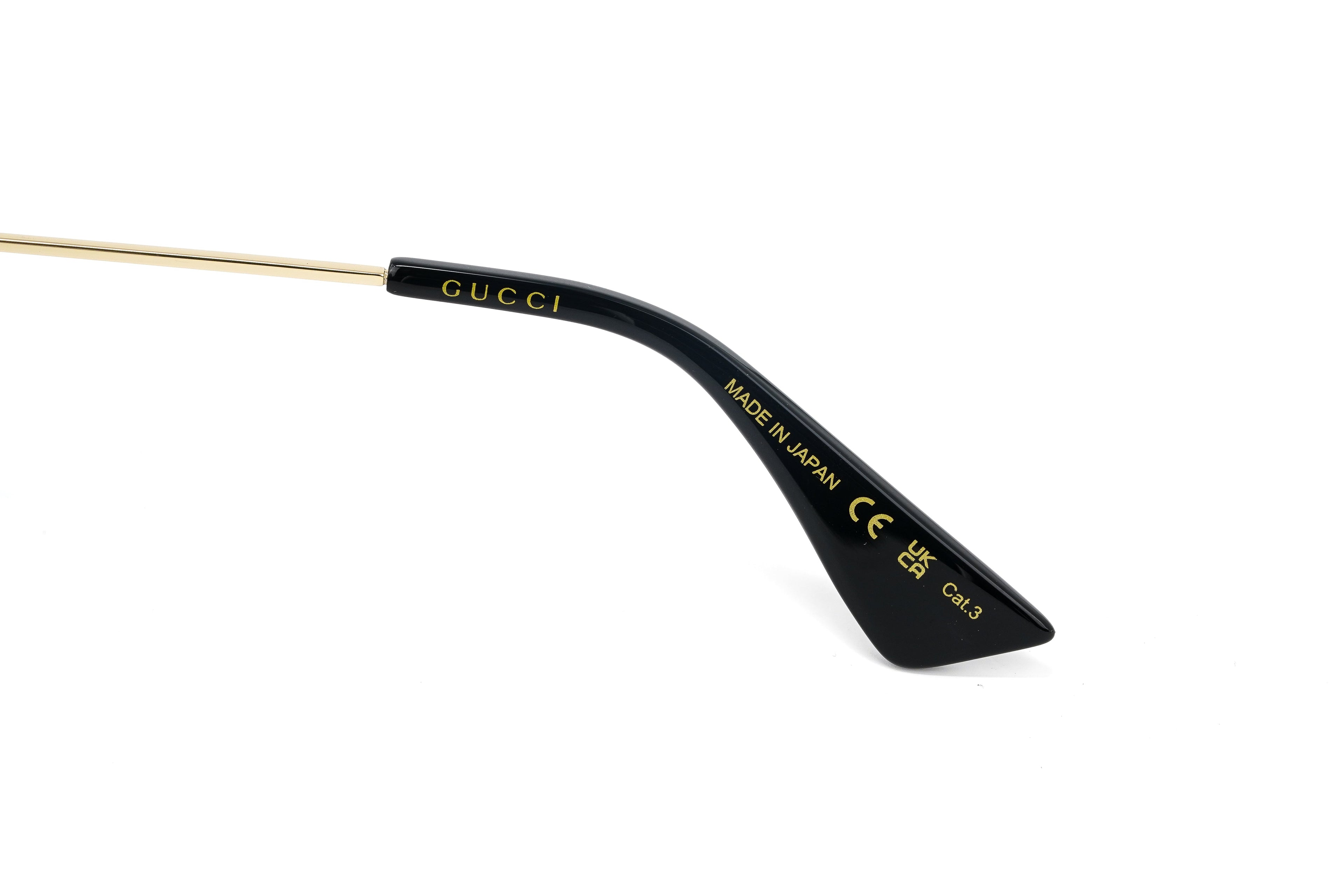 Gucci Women's Sunglasses Oversized Pilot Black/Gold