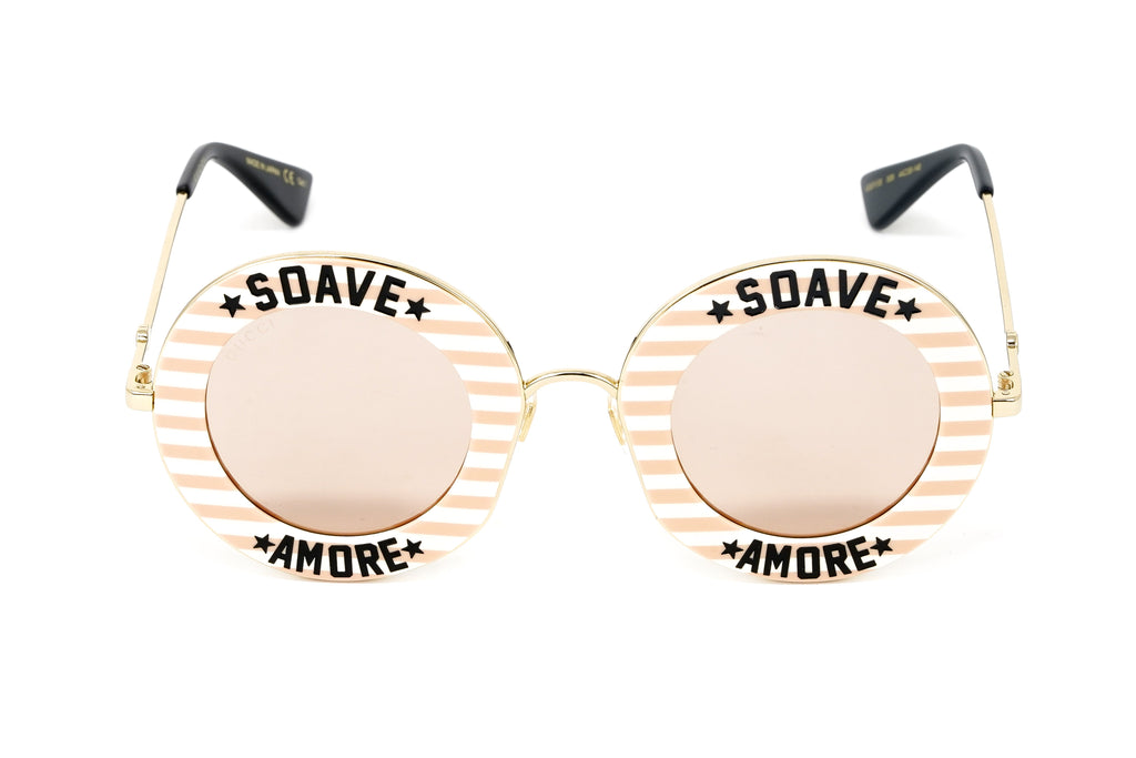 Gucci Women's Sunglasses Oversized Round Gold Soave Amore