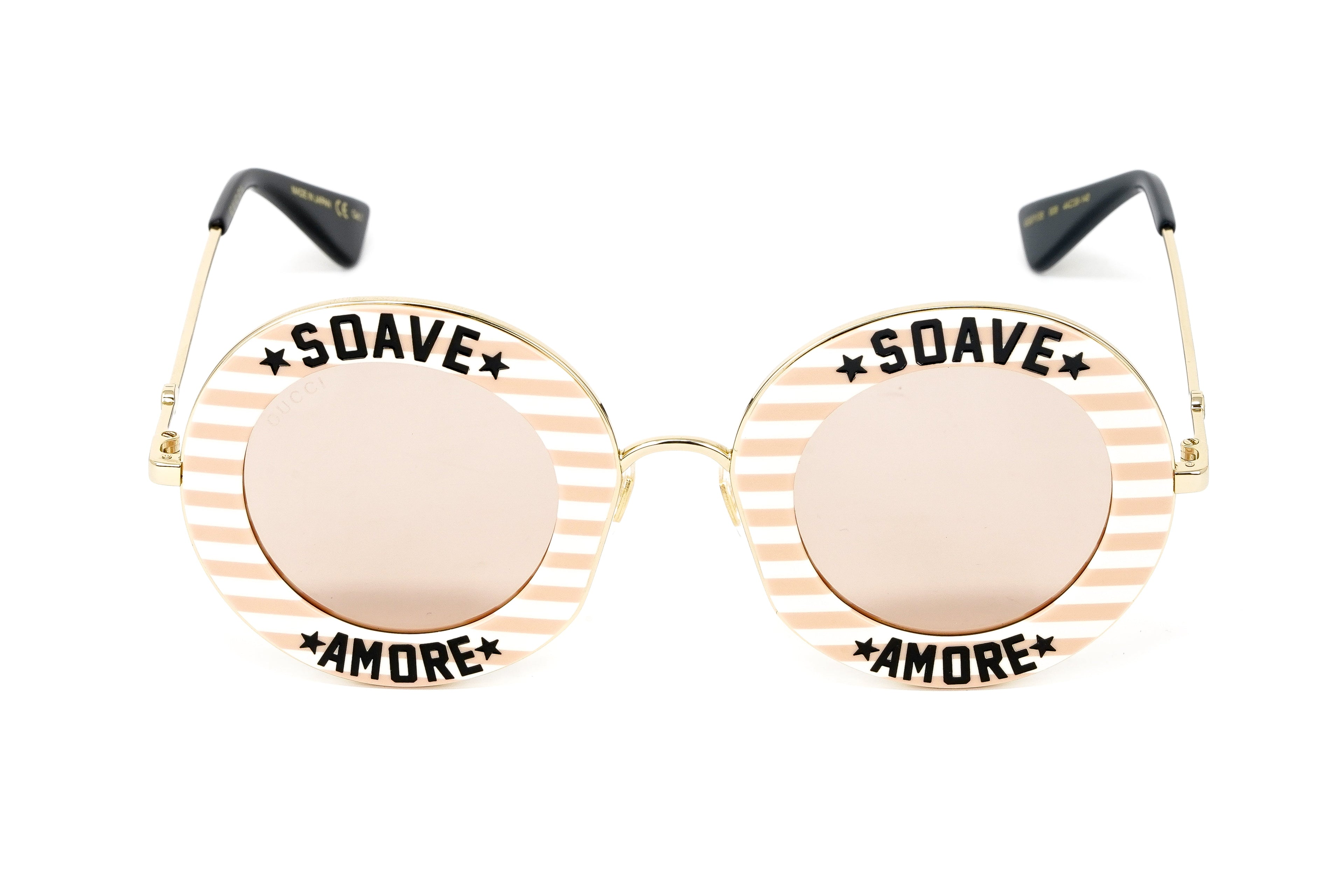 Gucci Women's Sunglasses Oversized Round Gold Soave Amore