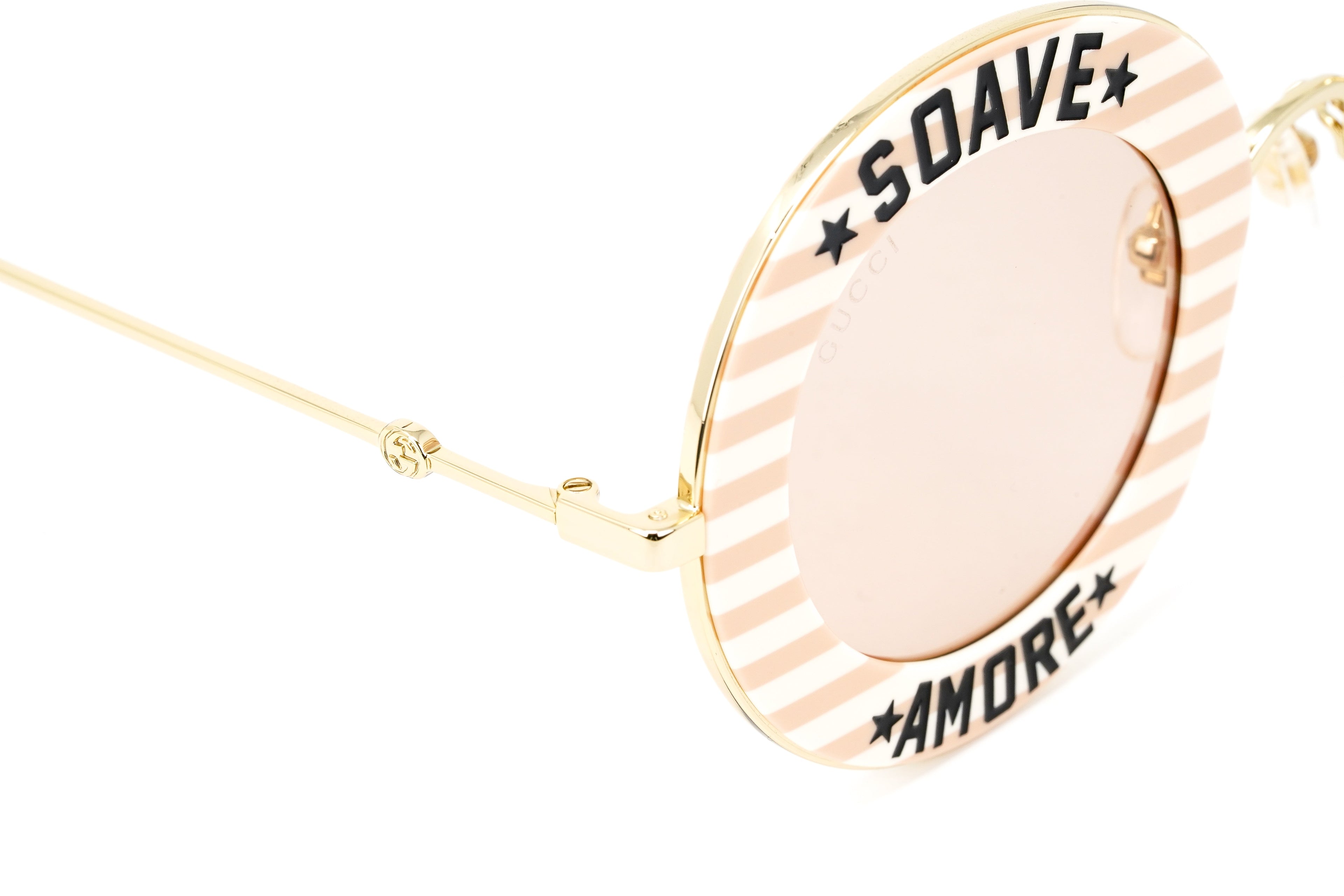Gucci Women's Sunglasses Oversized Round Gold Soave Amore