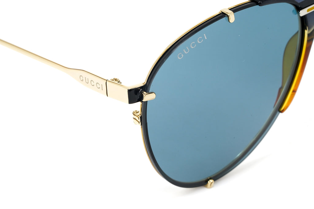 Gucci Unisex Sunglasses Oversized Pilot Blue Gold