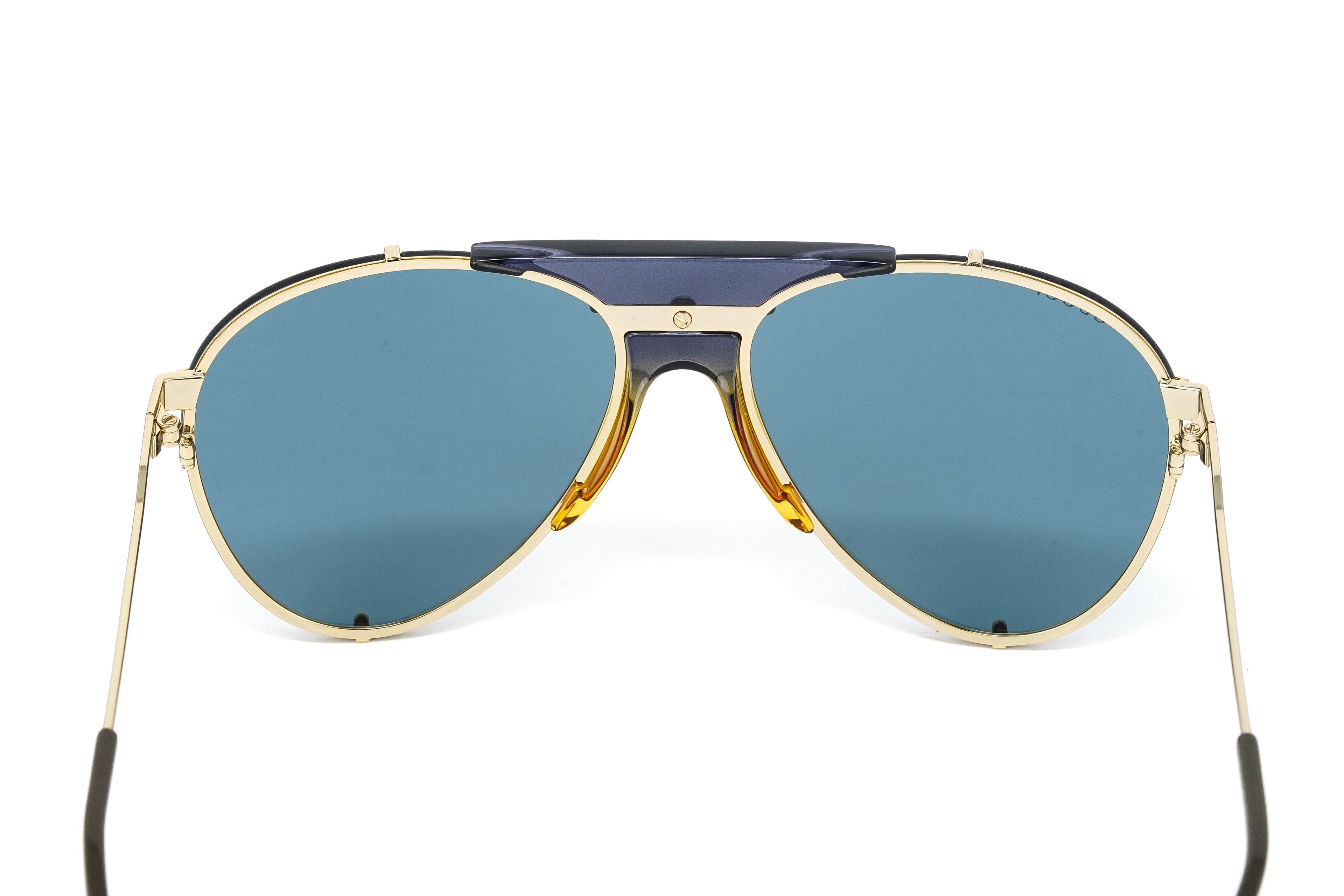 Gucci Unisex Sunglasses Oversized Pilot Blue Gold
