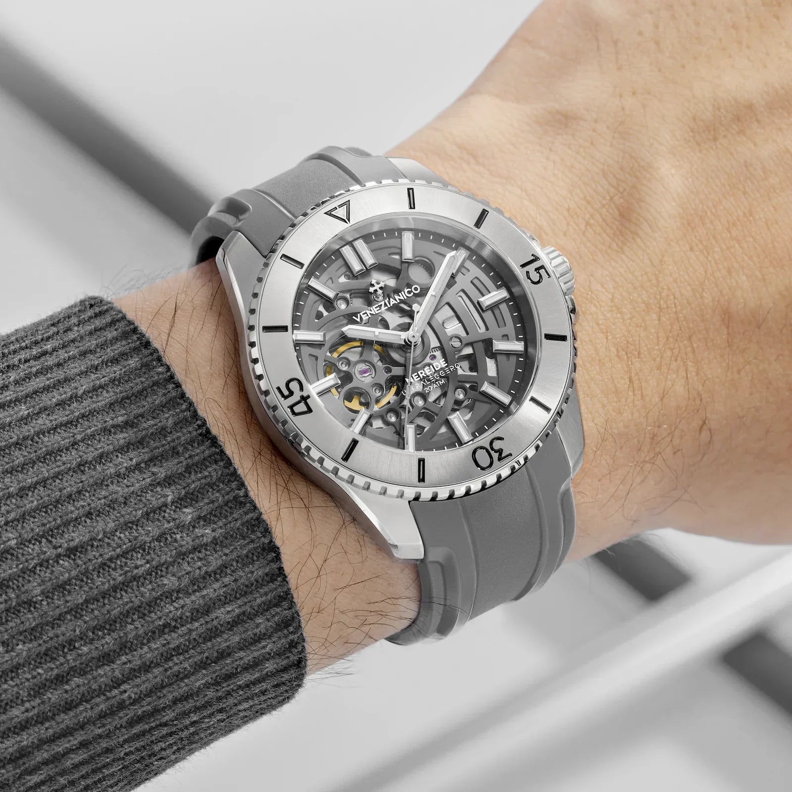 Venezianico Automatic Watch Nereide UltraLeggero 42 Skeleton Grey