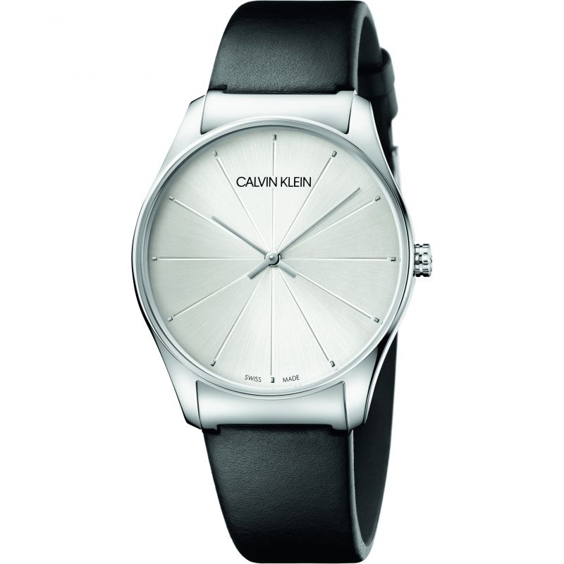 Calvin Klein Watch Classic 38MM Silver Black Leather