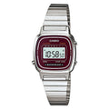 Casio Ladies Watch Digital Vintage Classic Flat Link Burgundy