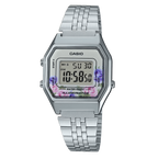 Casio Vintage Floral Dial Silver Digital Watch