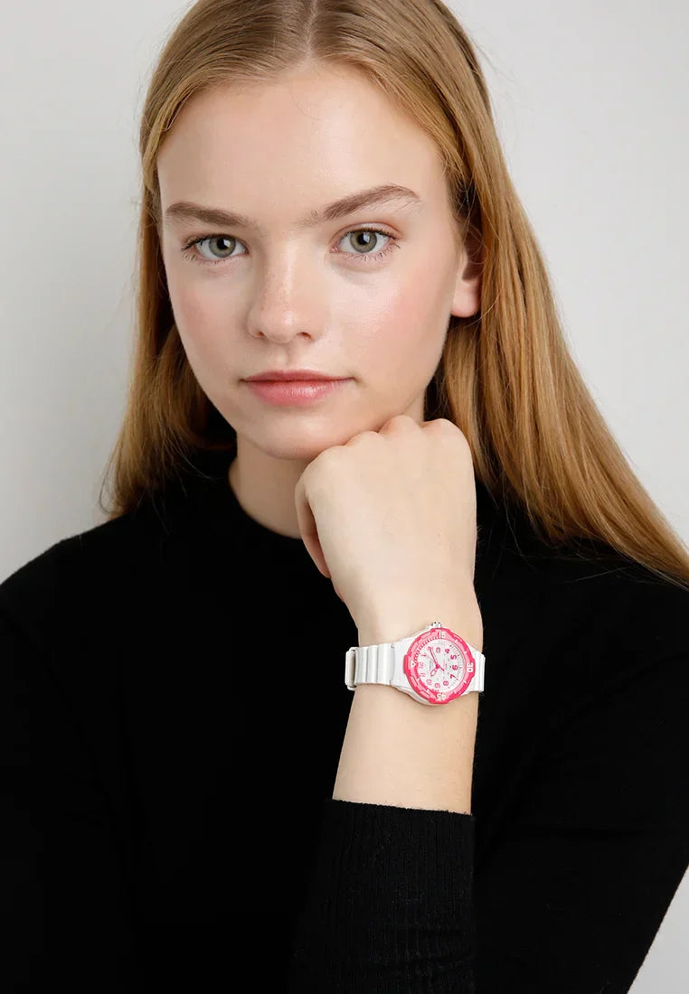 Casio Ladies Watch Analogue White Pink