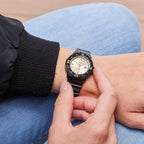 Casio Ladies Watch Analogue Black Gold