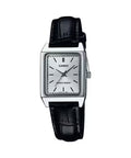 Casio Ladies' Rectangular White Leather Watch