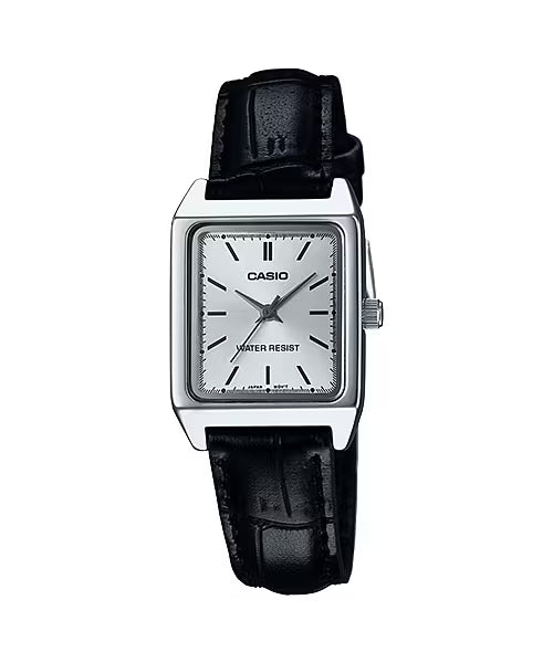 Casio Ladies' Rectangular White Leather Watch