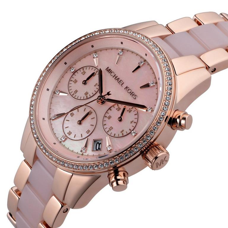 Michael Kors Ladies Watch Ritz Chronograph 37mm Rose Gold