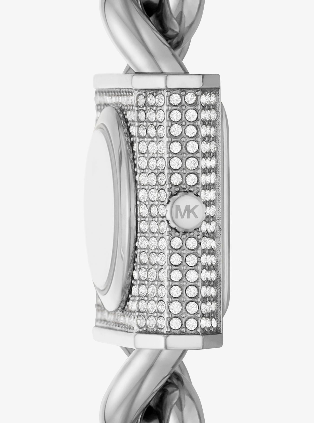 Michael Kors Ladies Silver Tone Chain Square Watch 25mm