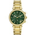 Michael Kors Ladies Chronograph Watch Parker Green Gold
