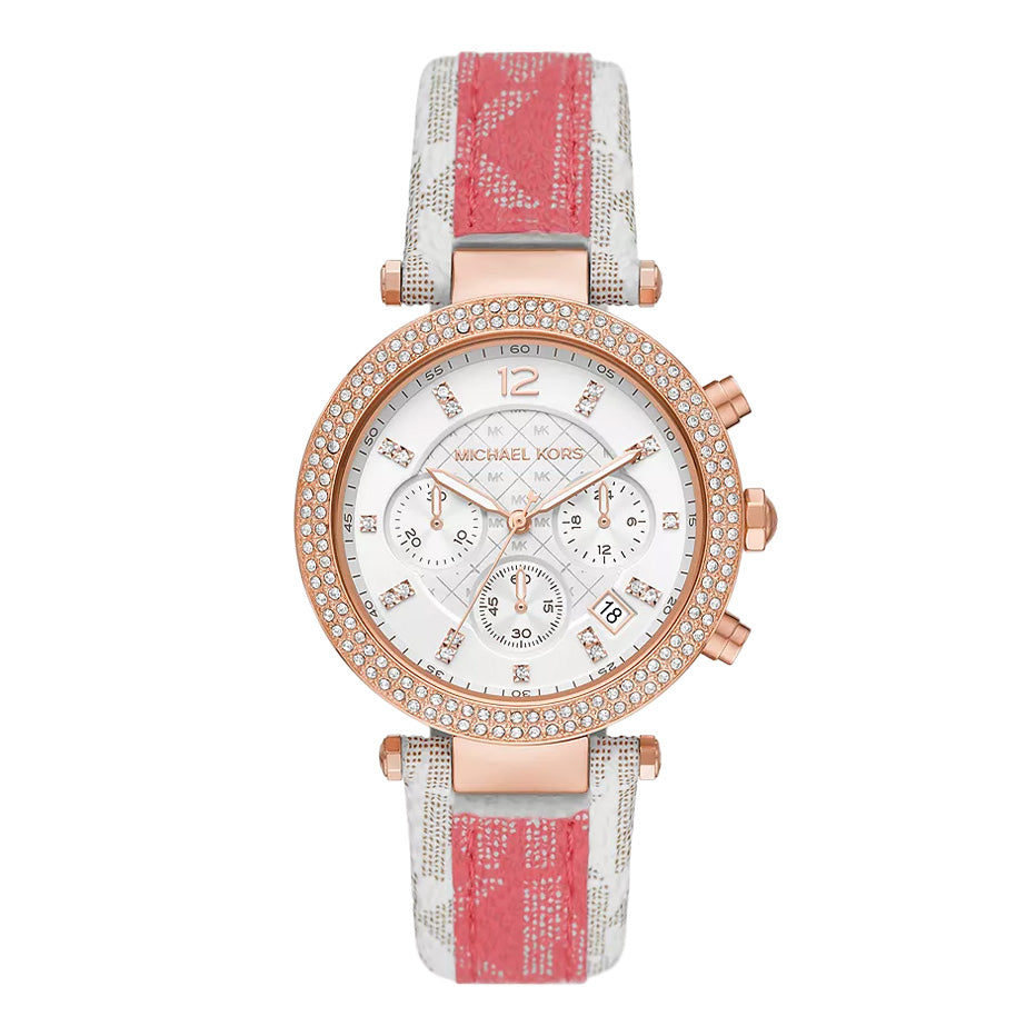 Michael Kors Ladies Watch Parker Chronograph 39mm White Rose Gold