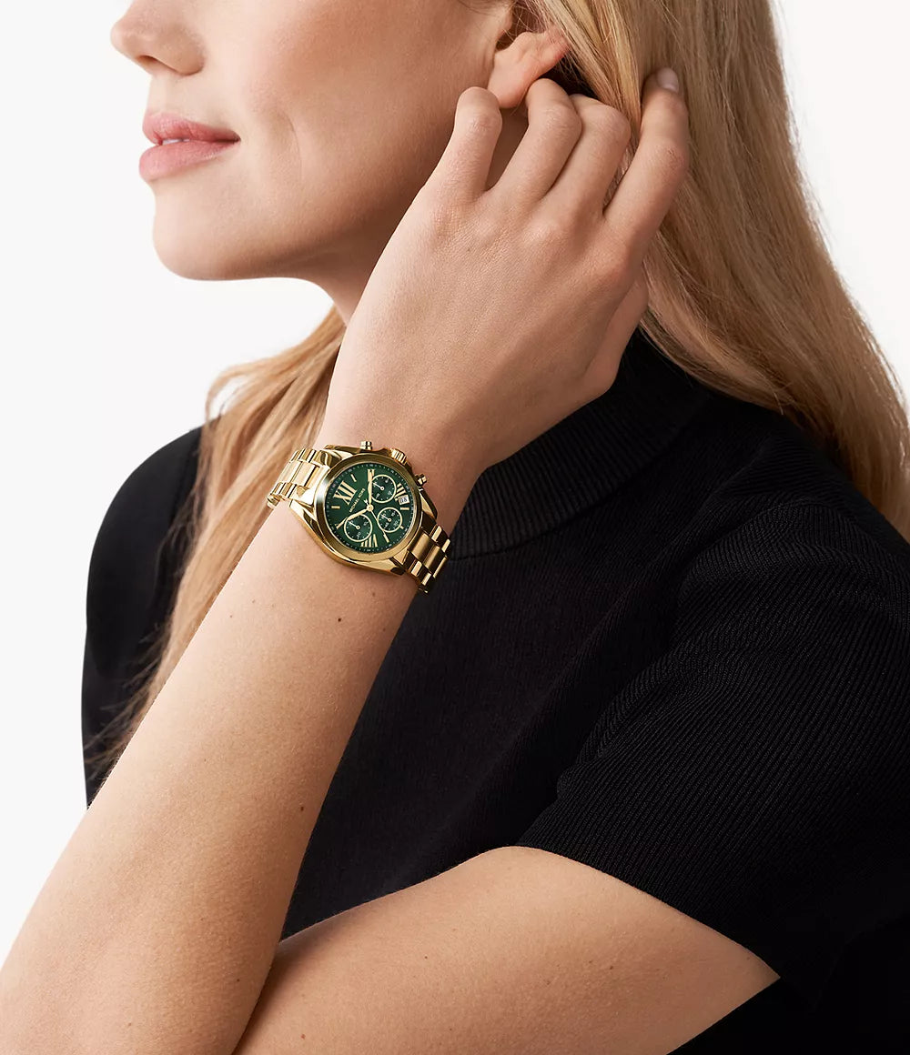 Michael Kors Ladies Watch Bradshaw Chronograph 36mm Green Gold