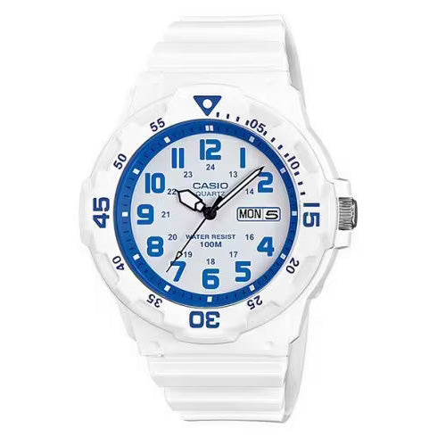Casio Men's Diver Watch Analogue White/Blue
