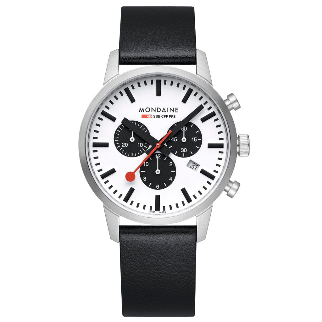 Mondaine Neo Panda Chronograph 41mm Vegan Leather Watch
