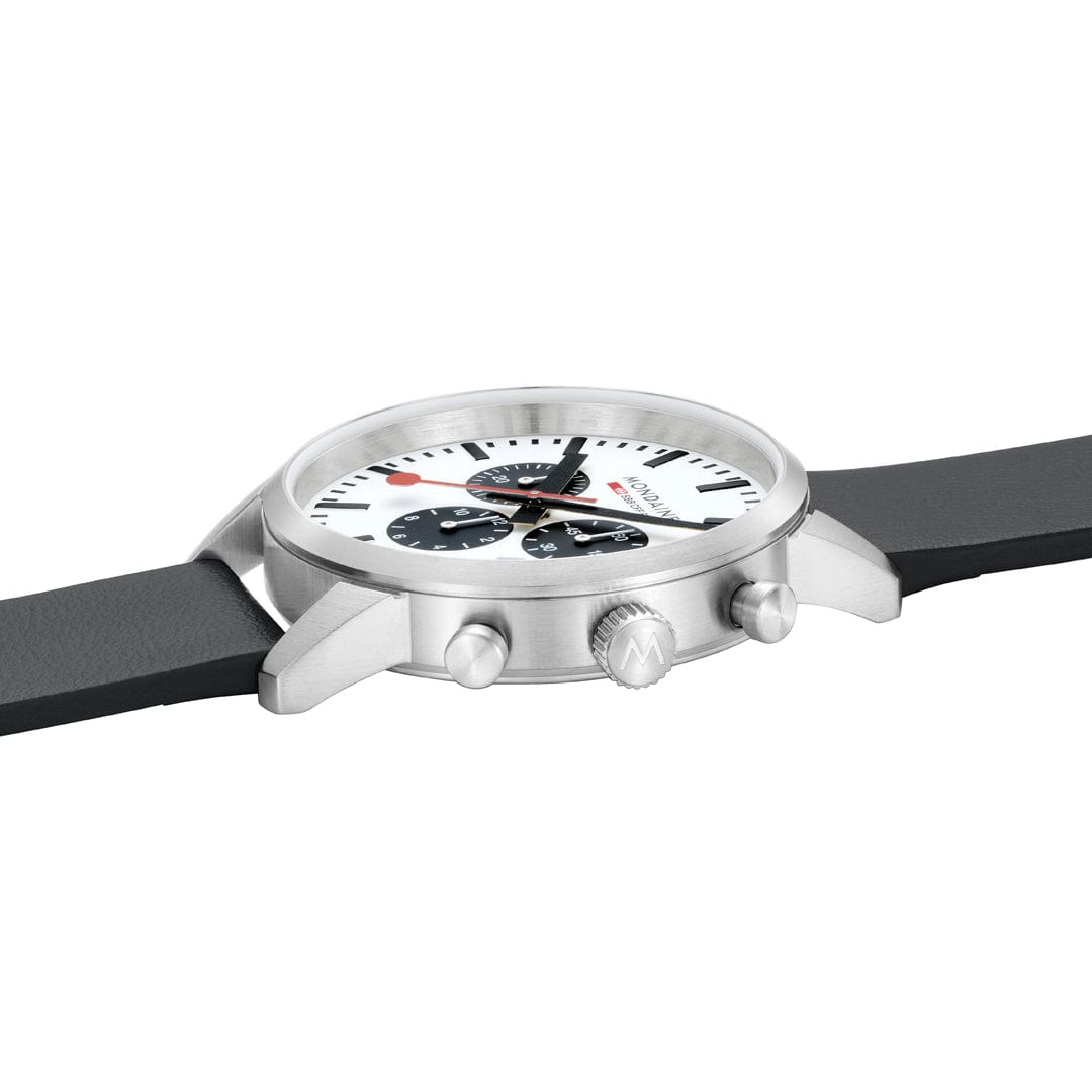 Mondaine Neo Panda Chronograph 41mm Vegan Leather Watch
