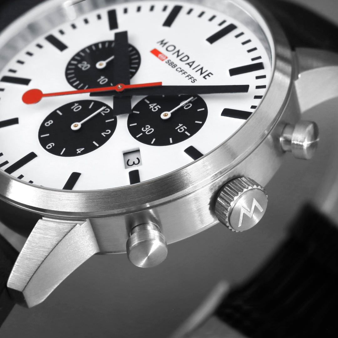 Mondaine Neo Panda Chronograph 41mm Vegan Leather Watch
