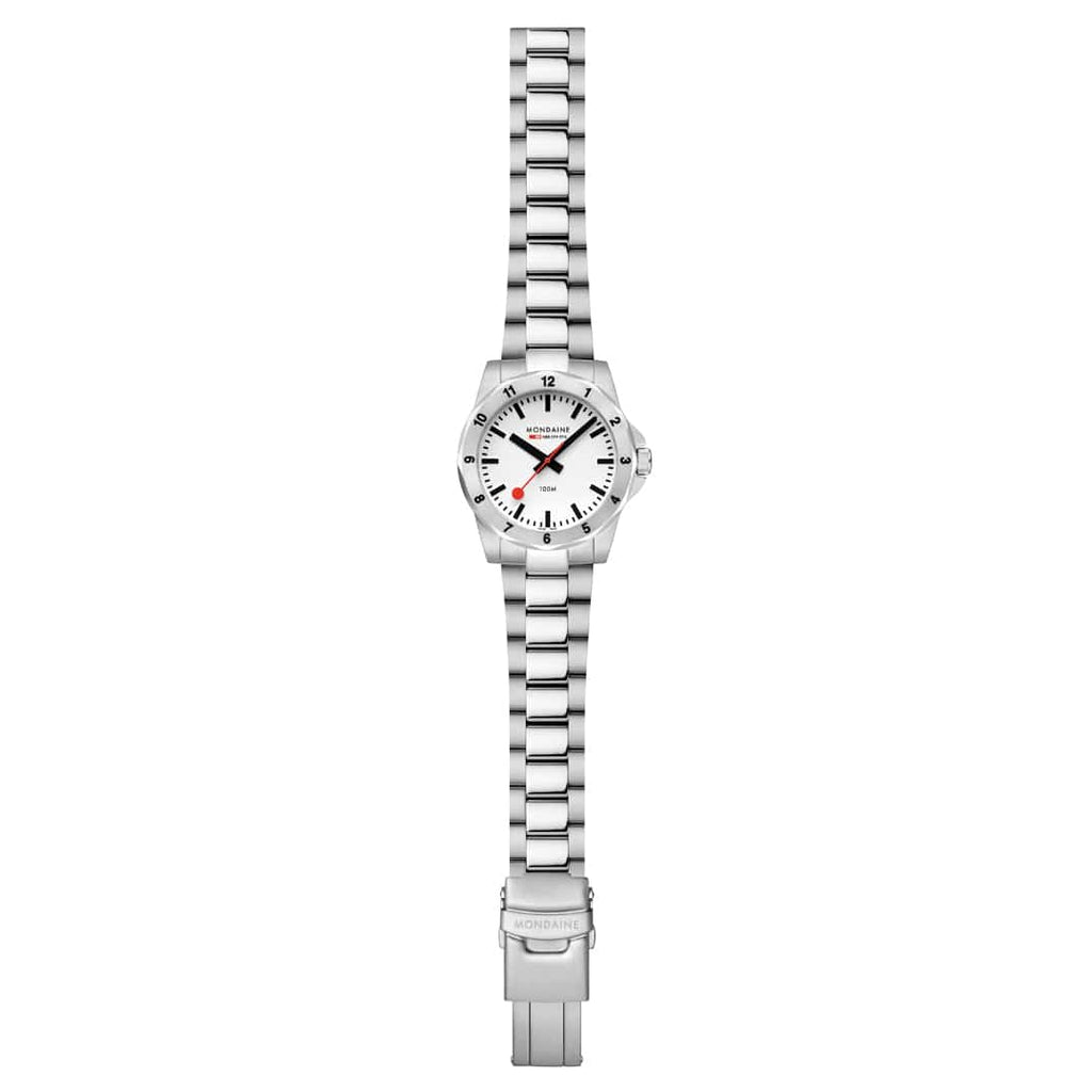 Mondaine Numeri 42mm Men's White Silver Watch