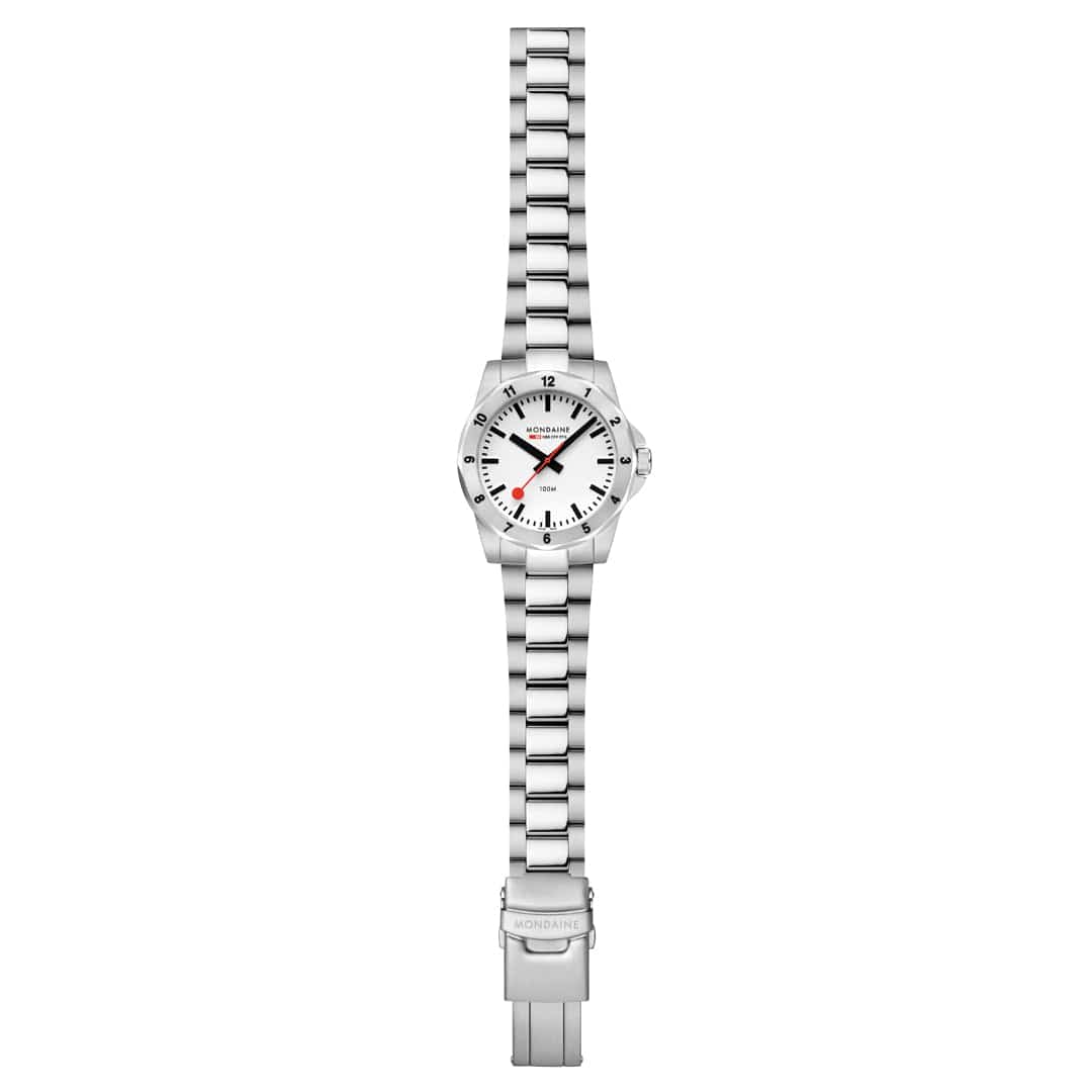 Mondaine Numeri 42mm Men's White Silver Watch