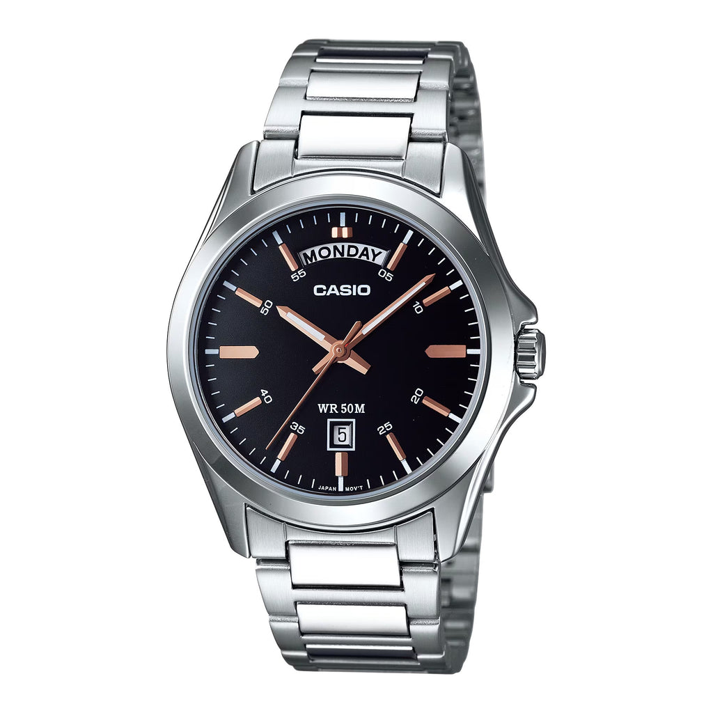 Casio Day Date Men's Black Silver Watch