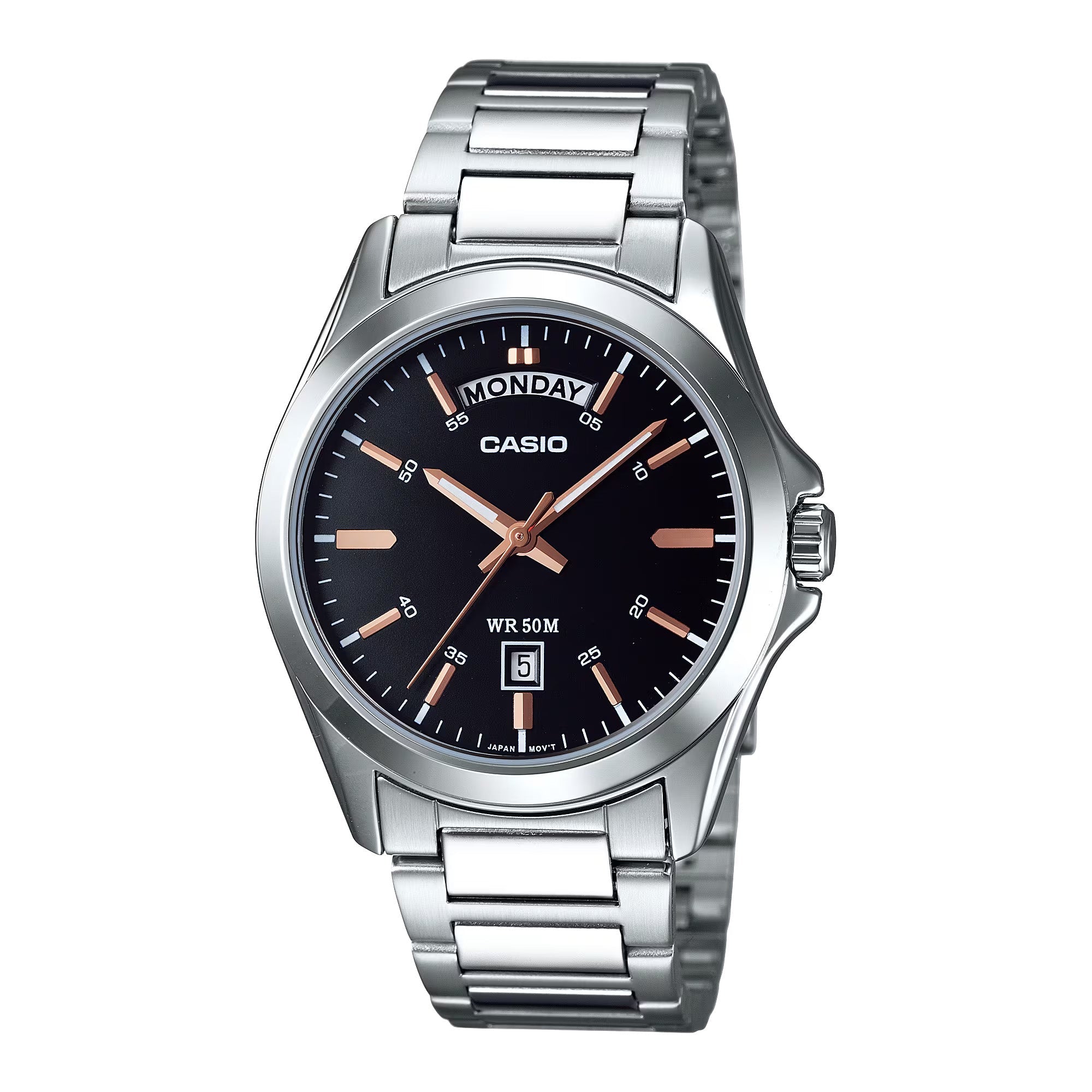 Casio Day Date Men's Black Silver Watch