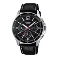 Casio Men's Black Leather Chronograph Watch