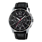 Casio Men's Black Leather Chronograph Watch