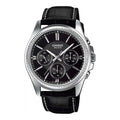 Casio Chrono Men's Black Leather Analogue Watch