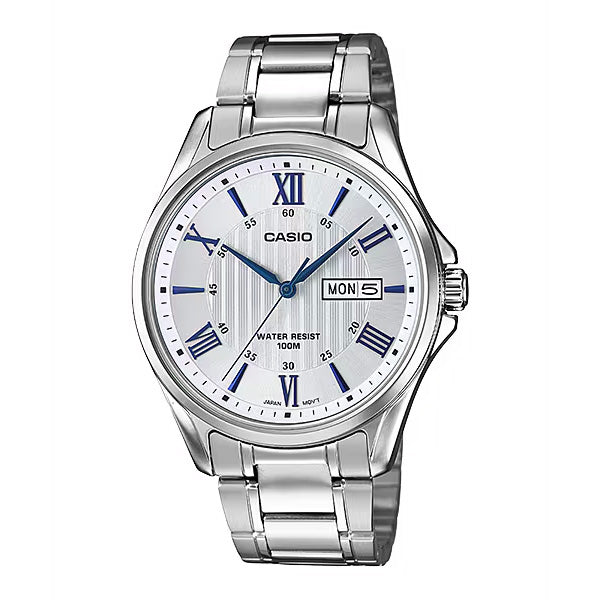 Casio Day Date Men's Silver Analogue Watch