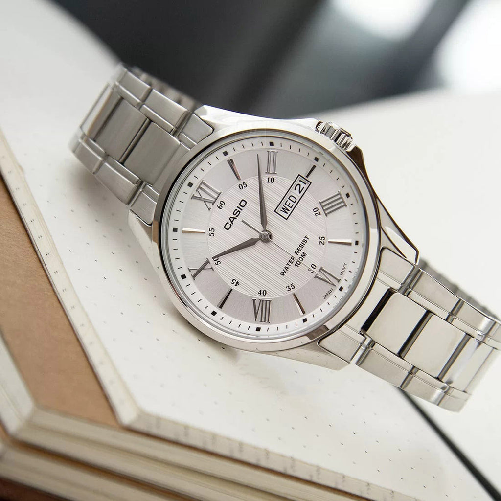 Casio Day Date Men's White Analogue Watch